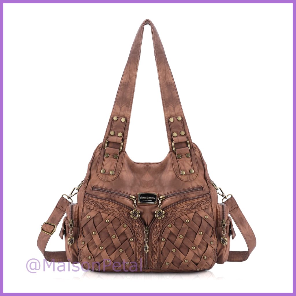 Large Hobo Shoulder Bag Pu Leather Adjustable Strap Multiple Pockets